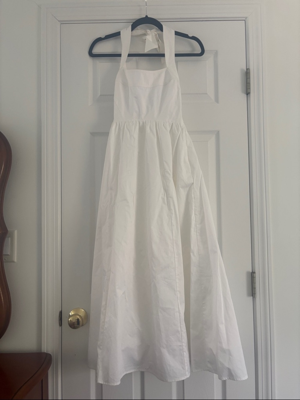 Classic White Halter Midi Dress